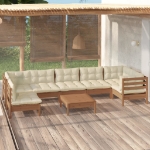 Set Divani da Giardino 8 pz con Cuscini Miele Legno di Pino