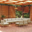Set Divani da Giardino 10 pz con Cuscini Miele Legno di Pino