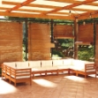 Set Divani da Giardino 10 pz con Cuscini Miele Legno di Pino