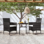 Set Mobili da Pranzo per Giardino 3 pz Polyrattan Nero