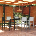 Set Mobili da Pranzo per Giardino 7 pz Nero e Bianco