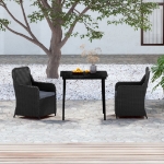 Set da Pranzo per Giardino 3 pz con Cuscini Nero