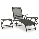 Set Divani da Giardino 3 pz in Textilene e Alluminio Nero