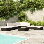 Set Divani da Giardino 8 pz con Cuscini in Polyrattan Nero