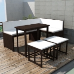 Set da Giardino 5 pz Pieghevole in Acciaio e Polyrattan Marrone