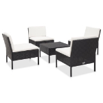 Set Divani da Giardino 5 pz con Cuscini in Polyrattan Nero