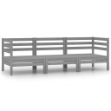 Set Divani da Giardino 3 pz Grigio in Legno Massello di Pino