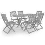 Set da Pranzo per Giardino 7 pz Legno Massello di Acacia Grigio