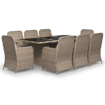 Set da Pranzo da Giardino 9 pz in Polyrattan Marrone