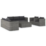 Set Divani da Giardino 9 pz con Cuscini in Polyrattan Grigio