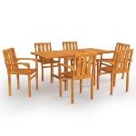 Set da Pranzo da Giardino 7 pz in Legno Massello di Teak