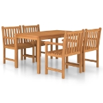 Set da Pranzo per Esterni 5 pz in Legno Massello di Teak