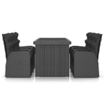 Set da Pranzo da Giardino 7 pz con Cuscini in Polyrattan Nero