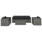 Set Divani da Giardino 9 pz con Cuscini in Polyrattan Grigio