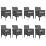 Set Mobili da Pranzo da Giardino 9 pz Polyrattan Acacia Grigio