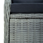 Set Pranzo da Giardino 9pz con Cuscini Polyrattan Grigio Chiaro