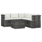 Set Divani da Giardino su Pallet 6 pz con Cuscini Massello Pino