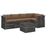 Set Divani da Giardino su Pallet 6 pz con Cuscini Massello Pino