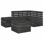 Set Divani da Giardino su Pallet 5 pz Legno Pino Grigio Scuro