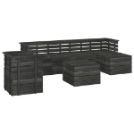 Set Divani da Giardino su Pallet 7 pz Legno Pino Grigio Scuro