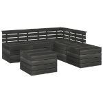 Set Divani da Giardino su Pallet 6 pz Legno Pino Grigio Scuro