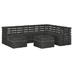 Set Divani da Giardino su Pallet 8 pz Legno Pino Grigio Scuro