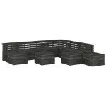 Set Divani da Giardino su Pallet 12 pz Legno Pino Grigio Scuro