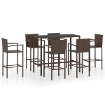 Set da Bar da Giardino 7 pz in Polyrattan Marrone