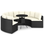 Set Divani da Giardino 7 pz con Cuscini in Polyrattan Nero