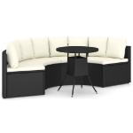 Set Divani da Giardino 5 pz con Cuscini in Polyrattan Nero