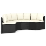 Set Divani da Giardino 4 pz con Cuscini in Polyrattan Nero