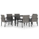 Set da Pranzo da Giardino 7 pz in Polyrattan Grigio