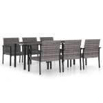 Set da Pranzo da Giardino 7 pz in Polyrattan Grigio