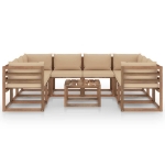 Set Divani da Giardino 9 pz con Cuscini Beige