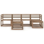 Set Divani Giardino 6pz in Legno di Pino Impregnato Marrone