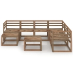 Set Divani Giardino 8 pz in Legno di Pino Impregnato Marrone