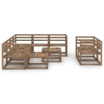 Set Divani Giardino 10 pz in Legno di Pino Impregnato Marrone