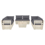 Set Divani da Giardino su Pallet 9 pz con Cuscini Legno Abete