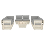 Set Divani da Giardino su Pallet 9 pz con Cuscini Legno Abete