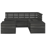 Set Divani da Giardino su Pallet 6 pz Legno Pino Grigio Scuro