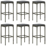 Set da Bar da Giardino 7 pz con Cuscini in Polyrattan Grigio