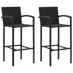 Set Bar da Giardino 3 pz con Braccioli in Polyrattan Nero