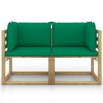 Divani Angolari da Giardino & Cuscini 2pz Pino Impregnato Verde