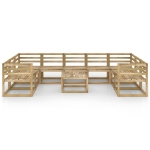 Set Divani da Giardino 10 pz in Legno di Pino Impregnato Verde
