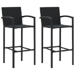 Set Bar da Giardino 3 pz con Braccioli in Polyrattan Nero