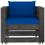 Set Divani da Giardino con Cuscini 7pz Legno Impregnato Grigio