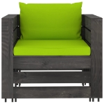 Set Divani da Giardino con Cuscini 6 pz Legno Impregnato Grigio
