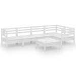 Set Divani da Giardino 6 pz in Legno Massello di Pino Bianco