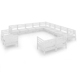 Set Salotto da Giardino 13 pz in Legno Massello di Pino Bianco