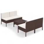 Set Divani da Giardino 5 pz con Cuscini in Polyrattan Marrone